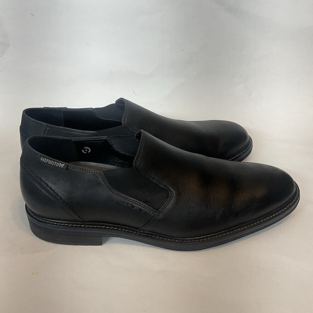 Mephisto Air Jet Loafers Shoes Mens Size 11 Black Leather Slip On Office Shoes - Picture 3 of 12